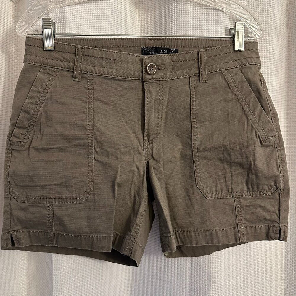 Prana Elle Shorts, size 8/29, 5" inseam,  dark khaki, great condition